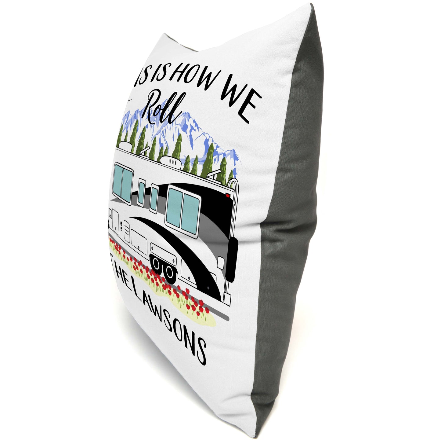 This is How We Roll Personalized Camping Pillow with Class A Motorhome