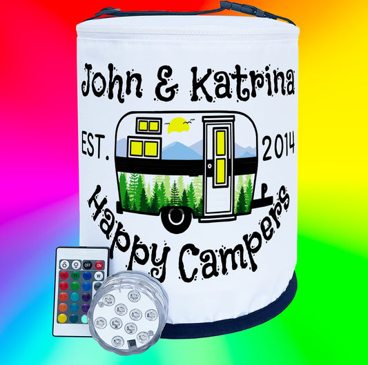 Happy Campers, Vintage Travel Trailer Color Changing LED Camping Lantern