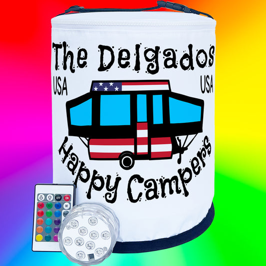 Happy Campers Patriotic Color Changing Lantern Pop-Up Tent Trailer