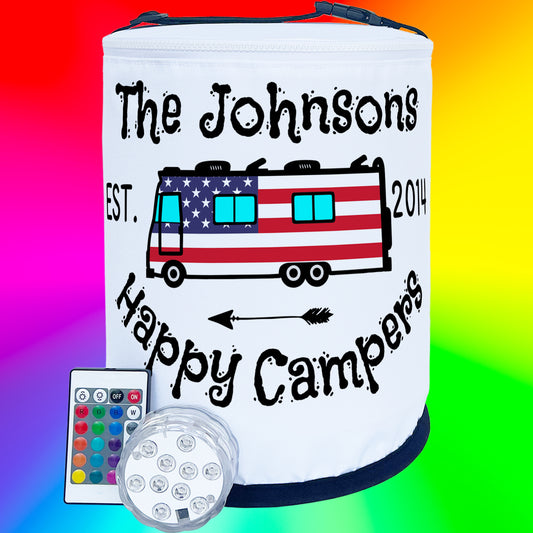 Happy Campers Patriotic Color Changing Lantern Class A Motorhome