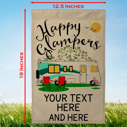 Personalized Happy Glampers, Glamour Camping Campsite Tan Flag