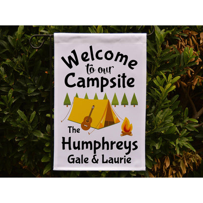 Welcome to our Campsite Personalized Camping Garden Flag, Camping Sign, Father's Day Gift, Tent Flag, Campground Decor, Camp Gift