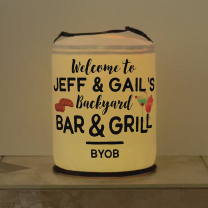 Welcome to the Backyard Bar and Grill LED Lantern