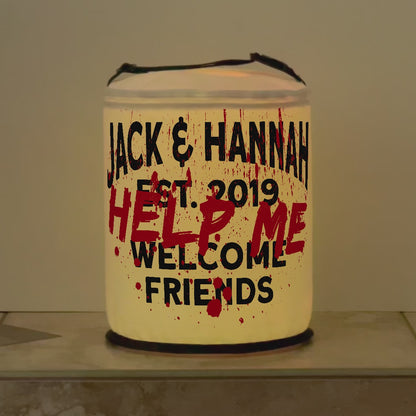 Written in Blood "Help Me" Color Changing LED Halloween Lantern