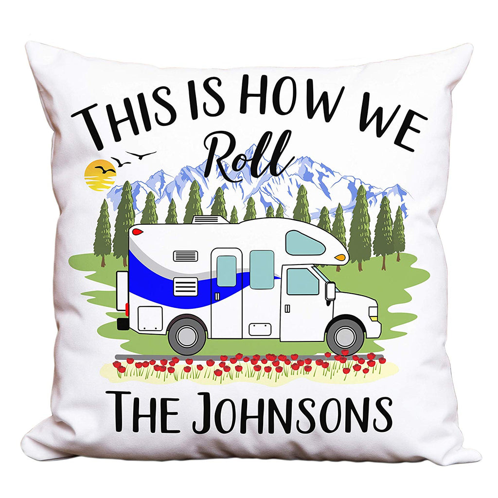 This is How We Roll Personalized Camping Pillow with Class C Motorhome