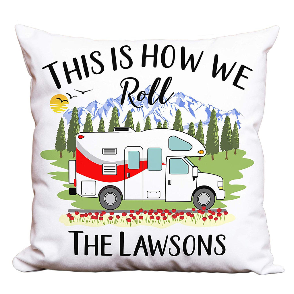 This is How We Roll Personalized Camping Pillow with Class C Motorhome