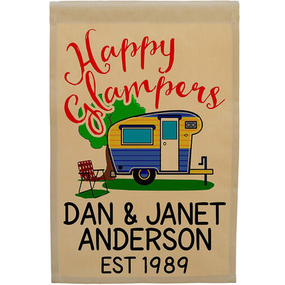 Custom Happy Glampers Flag with Vintage Camper