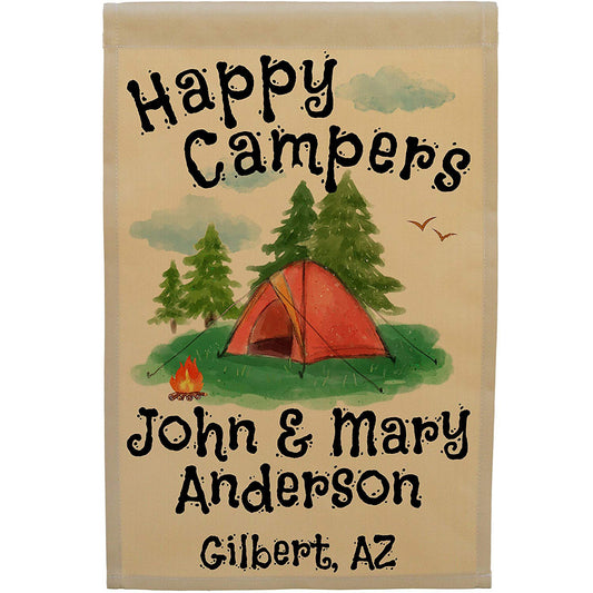 Happy Campers Personalized Camping Flag with Tent