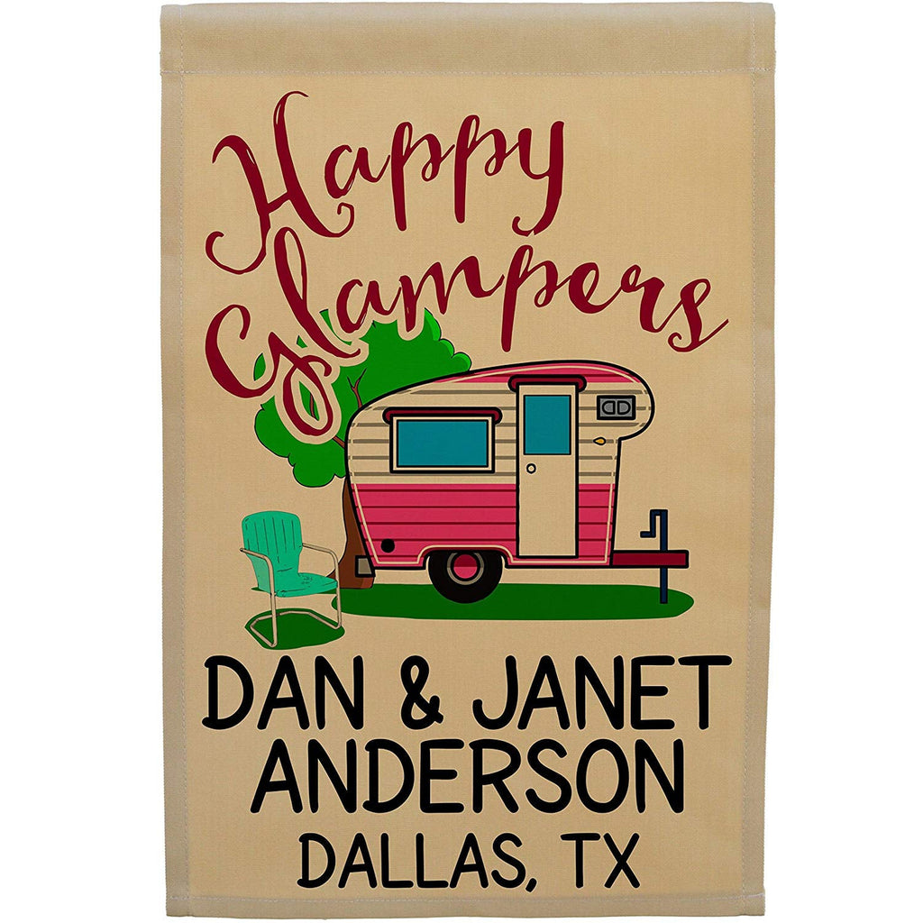 Custom Happy Glampers Flag with Vintage Camper