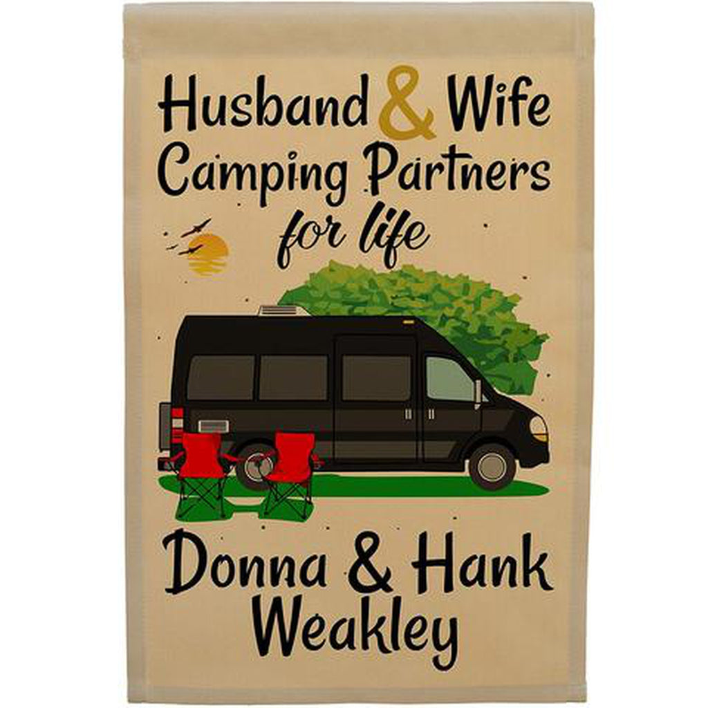 Husband & Wife Camping Partners for Life Personalized Camping Flag with Class B Motorhome