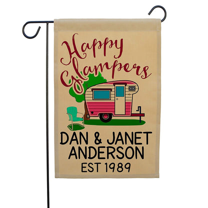 Custom Happy Glampers Flag with Vintage Camper