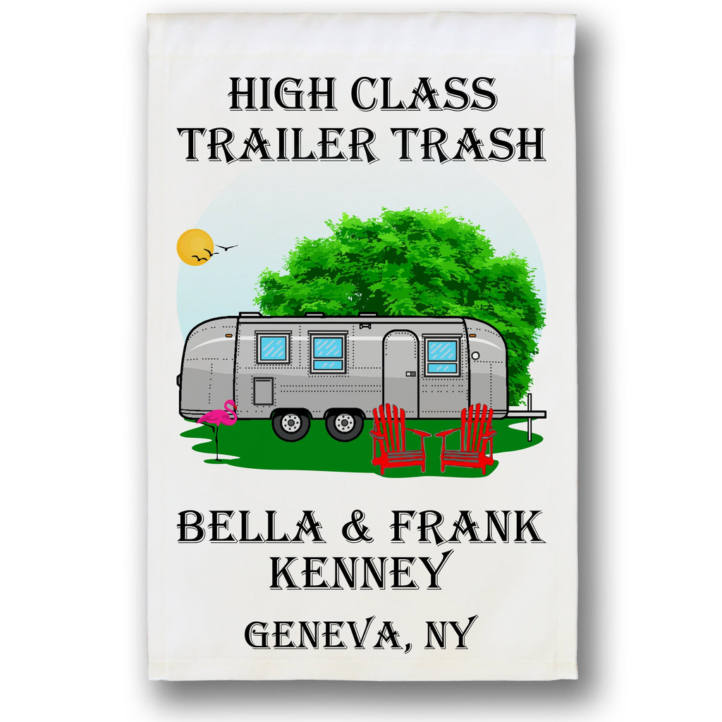 High Class Trailer Trash Personalized Camping Flag With Airstream Trailer