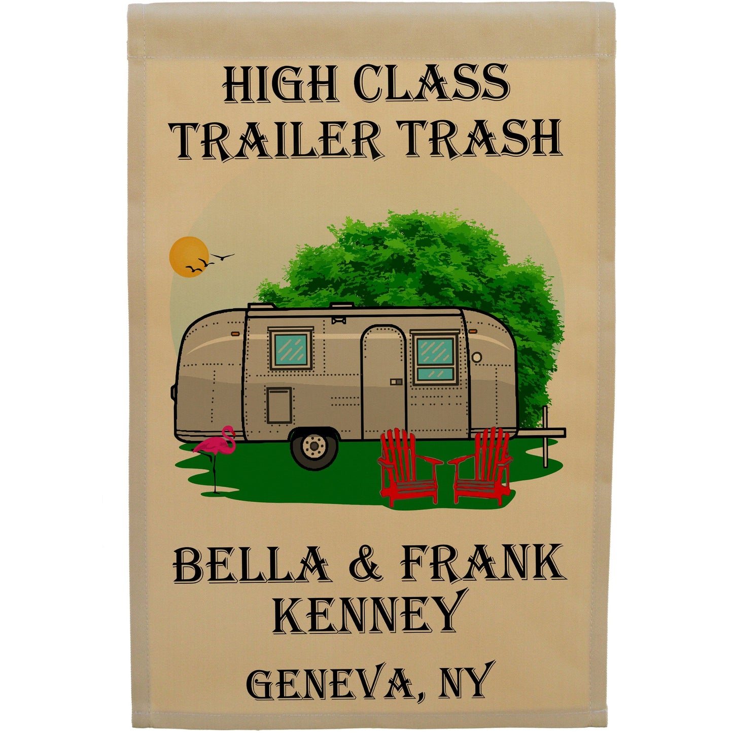 High Class Trailer Trash Personalized Camping Flag With Airstream Trailer