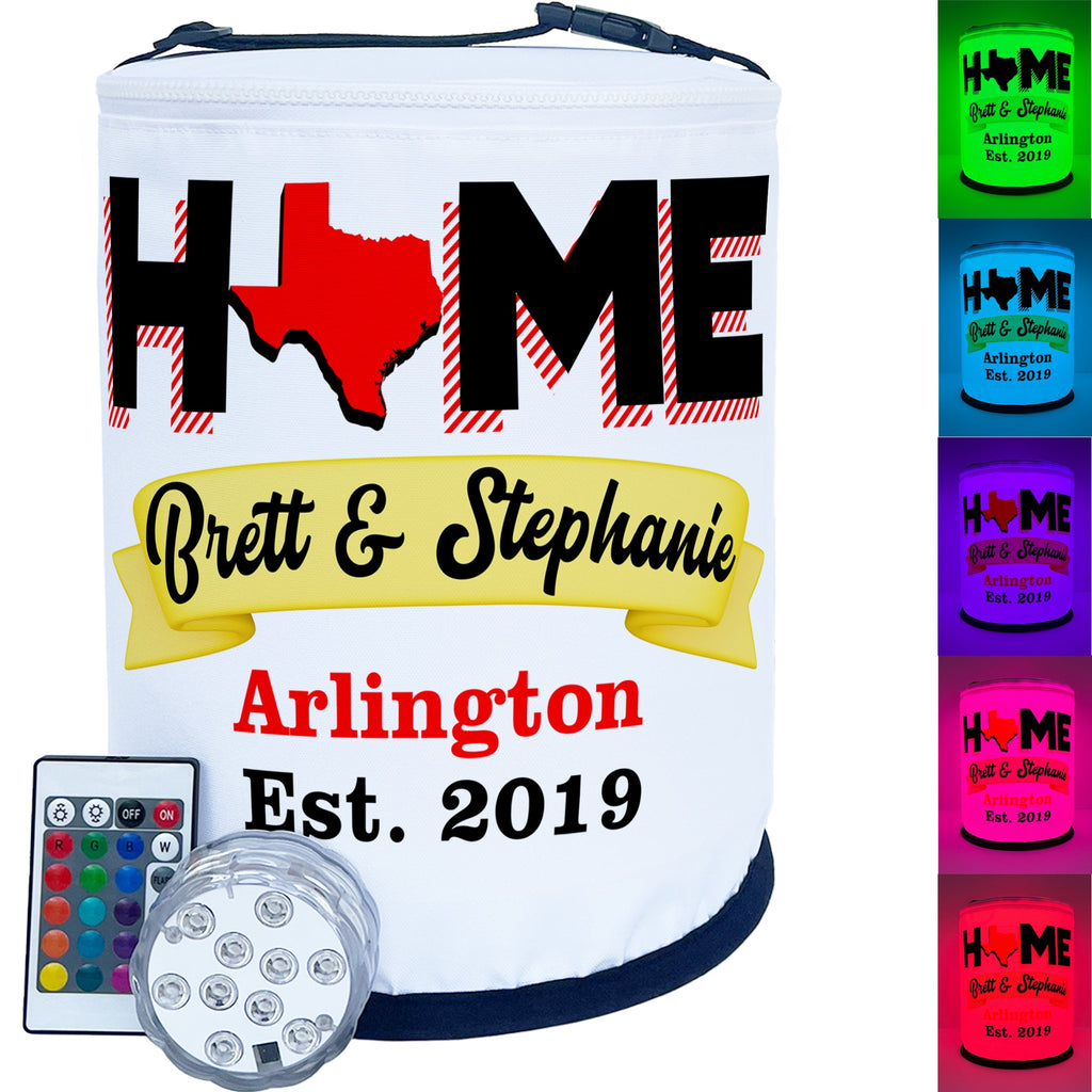 Home with Your State and Name LED Color Changing Lantern