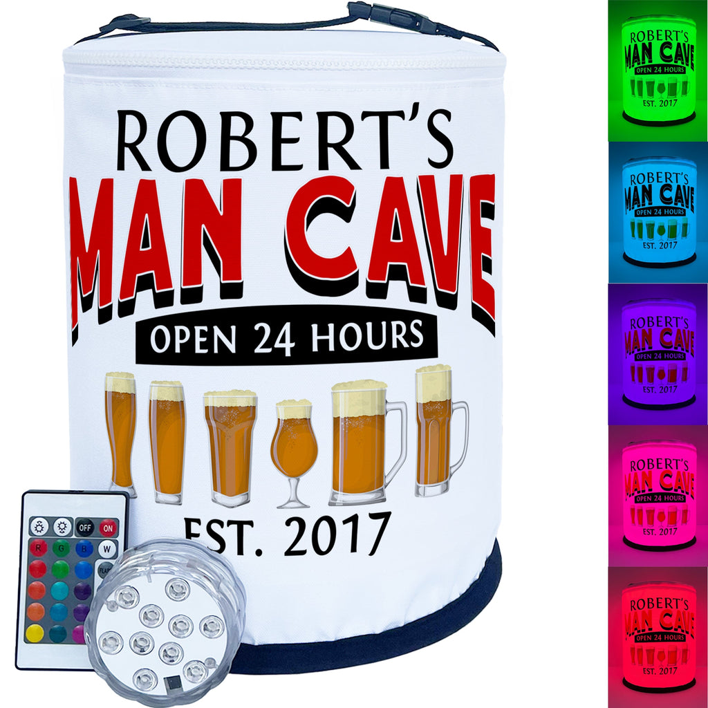 Man Cave Open 24 Hours LED Color Changing Lantern