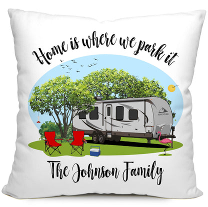 Home is Where We Park It, Personalized Travel Trailer Pillow