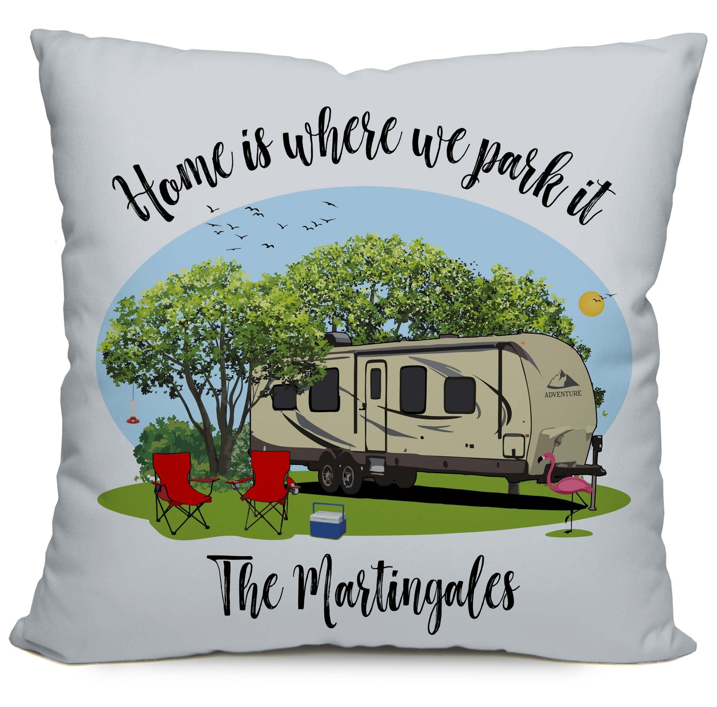 Home is Where We Park It, Personalized Travel Trailer Pillow