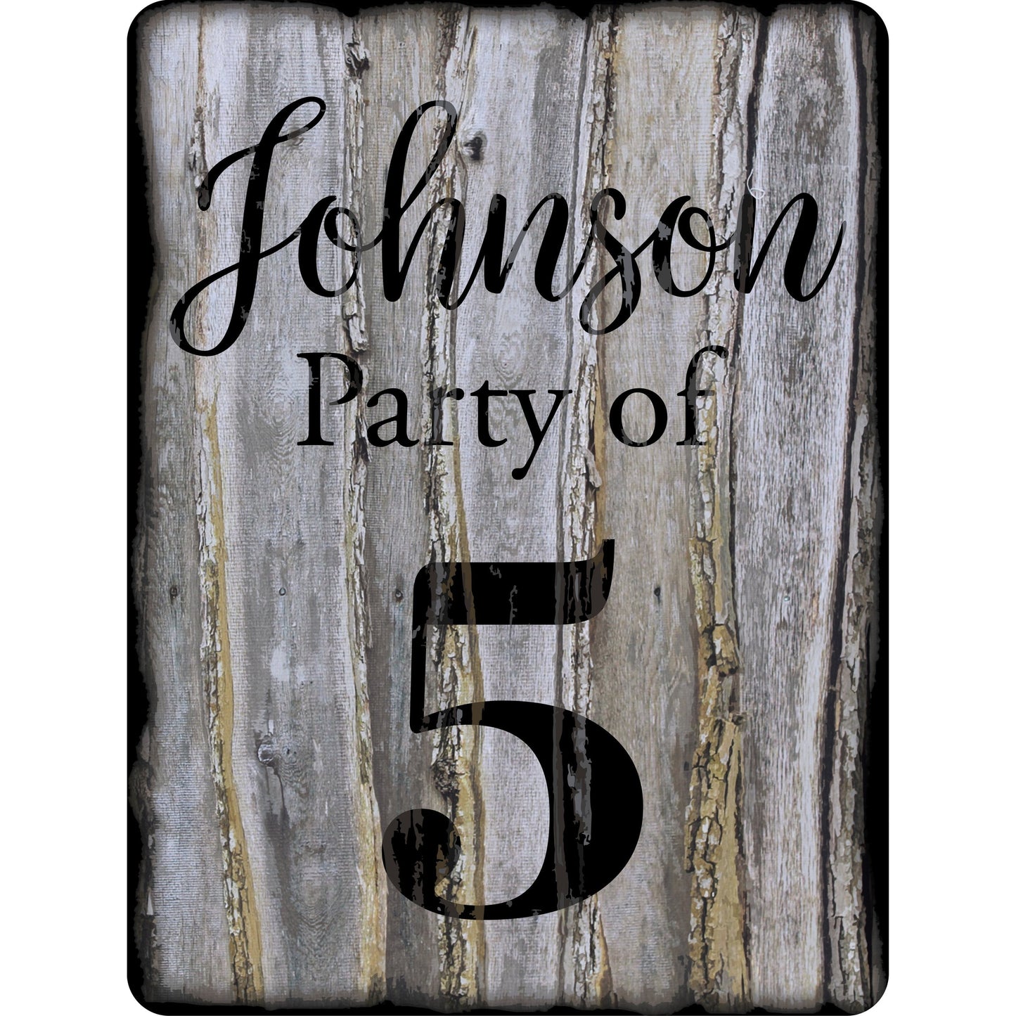 Party of with Chosen Name and Number Personalized Rustic Aluminum Sign With Distressed Look