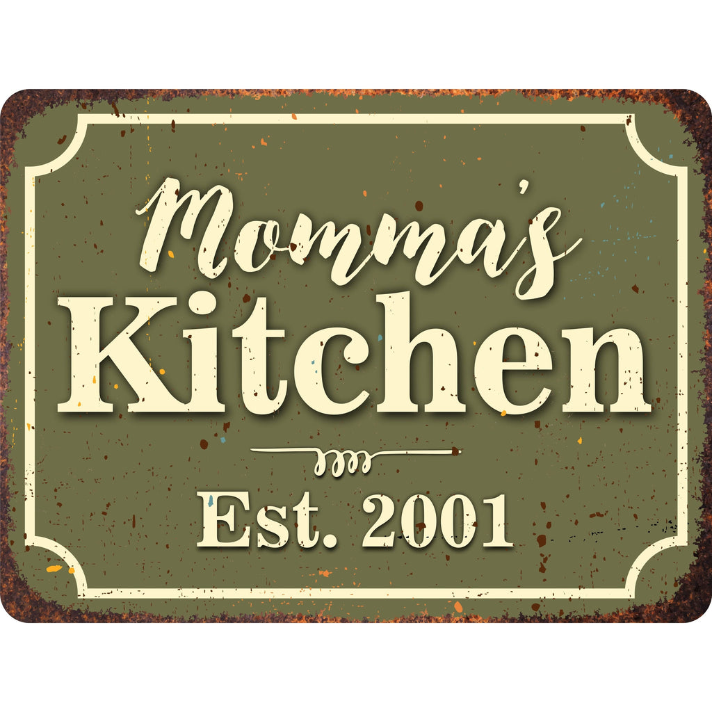 Kitchen Personalized Rustic Aluminum Sign With Distressed Look