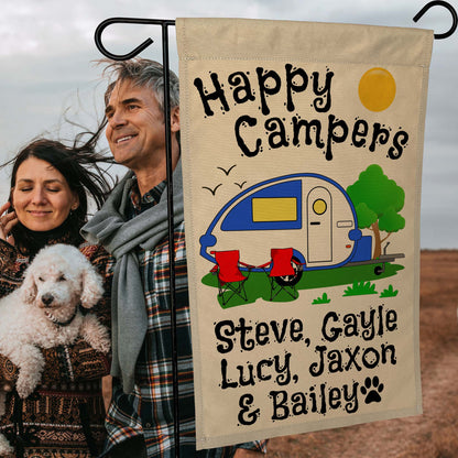 Happy Campers Personalized Camping Flag with Teardrop Camper