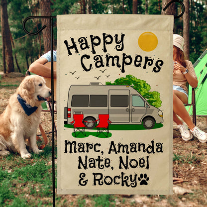 Happy Campers Personalized Camping Flag with Class B Motorhome