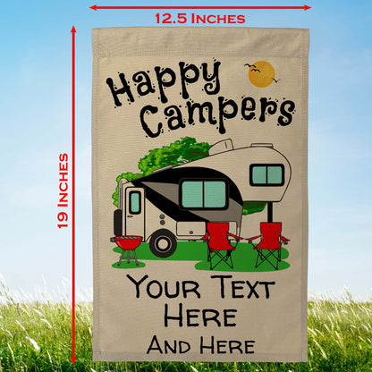 Happy Campers Personalized Camping Flag With 5th Wheel Trailer