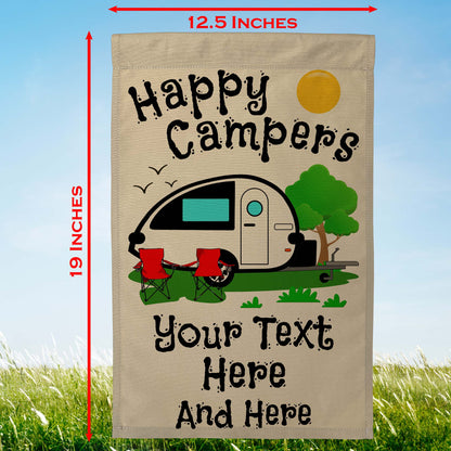 Happy Campers Personalized Camping Flag with Teardrop Camper