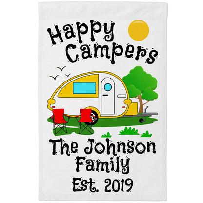 Happy Campers Personalized Camping Flag with Teardrop Camper