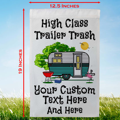 High Class Trailer Trash Personalized Camping Flag with Vintage Camper