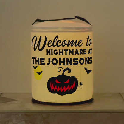 Welcome to Nightmare at Our House Halloween LED Lantern