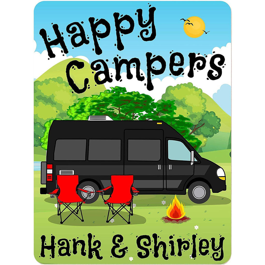 Happy Campers Personalized Aluminum Camping Sign With Class B Motorhome