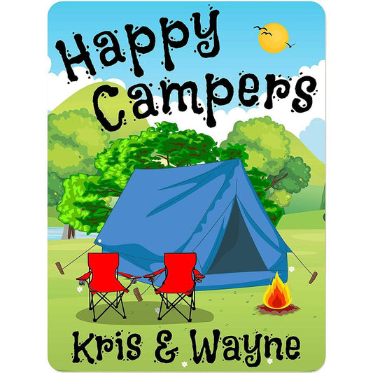 Happy Campers Personalized Aluminum Camping Sign With Tent