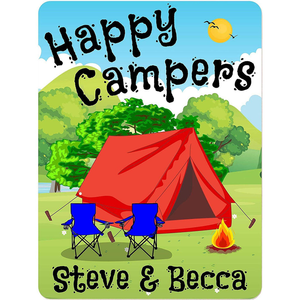 Happy Campers Personalized Aluminum Camping Sign With Tent