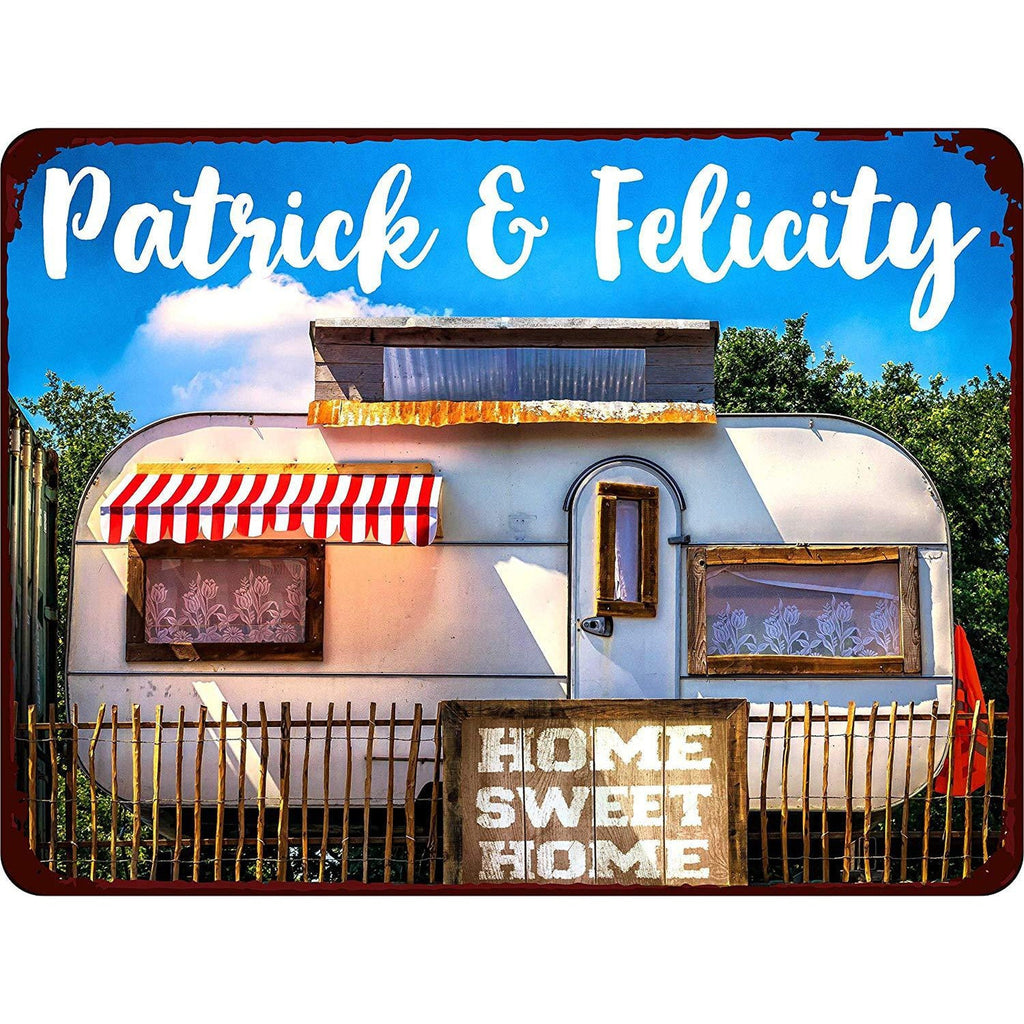 Home Sweet Home Personalized Aluminum Camping Sign with Vintage Camper