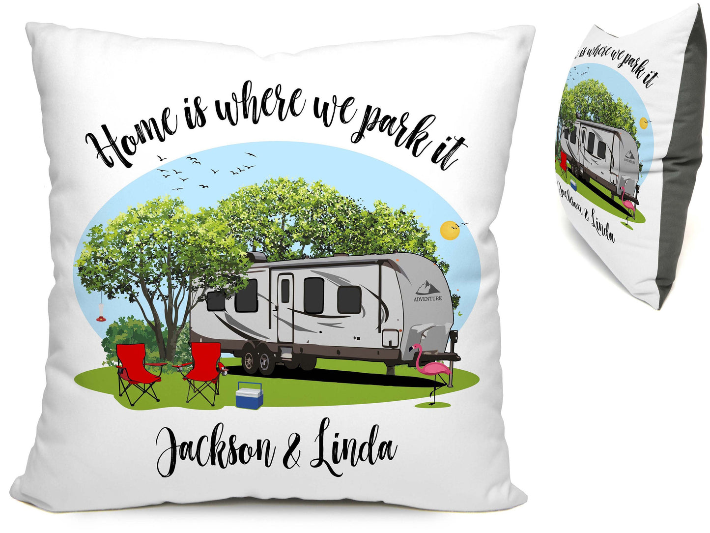 Home is Where We Park It, Personalized Travel Trailer Pillow