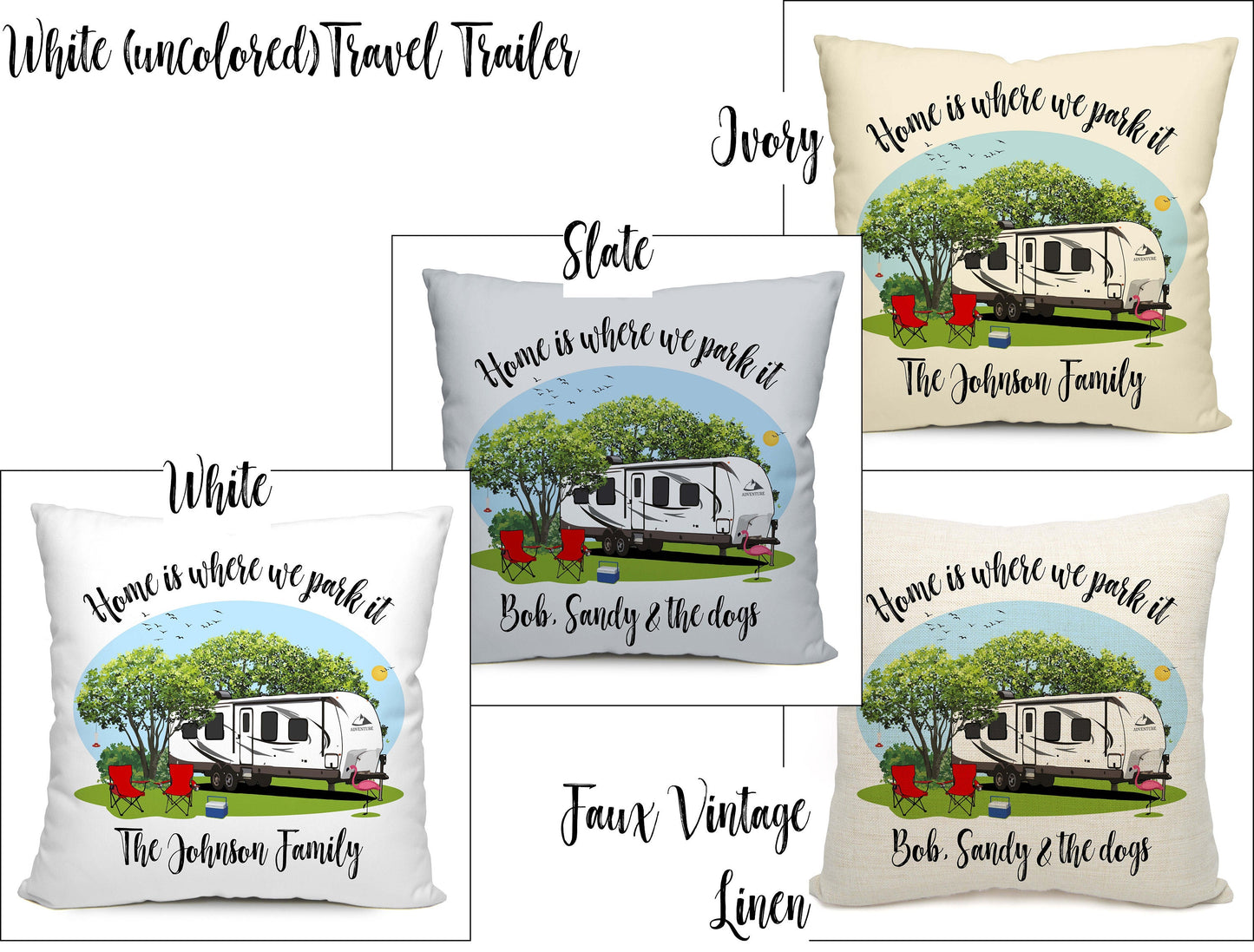 Home is Where We Park It, Personalized Travel Trailer Pillow