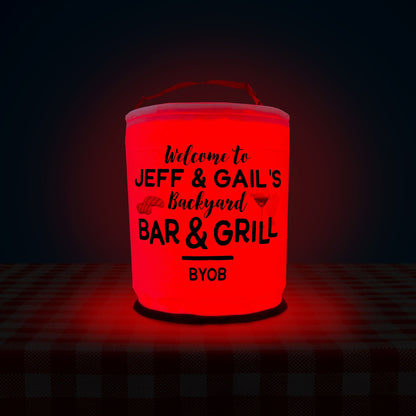 Welcome to the Backyard Bar and Grill LED Lantern