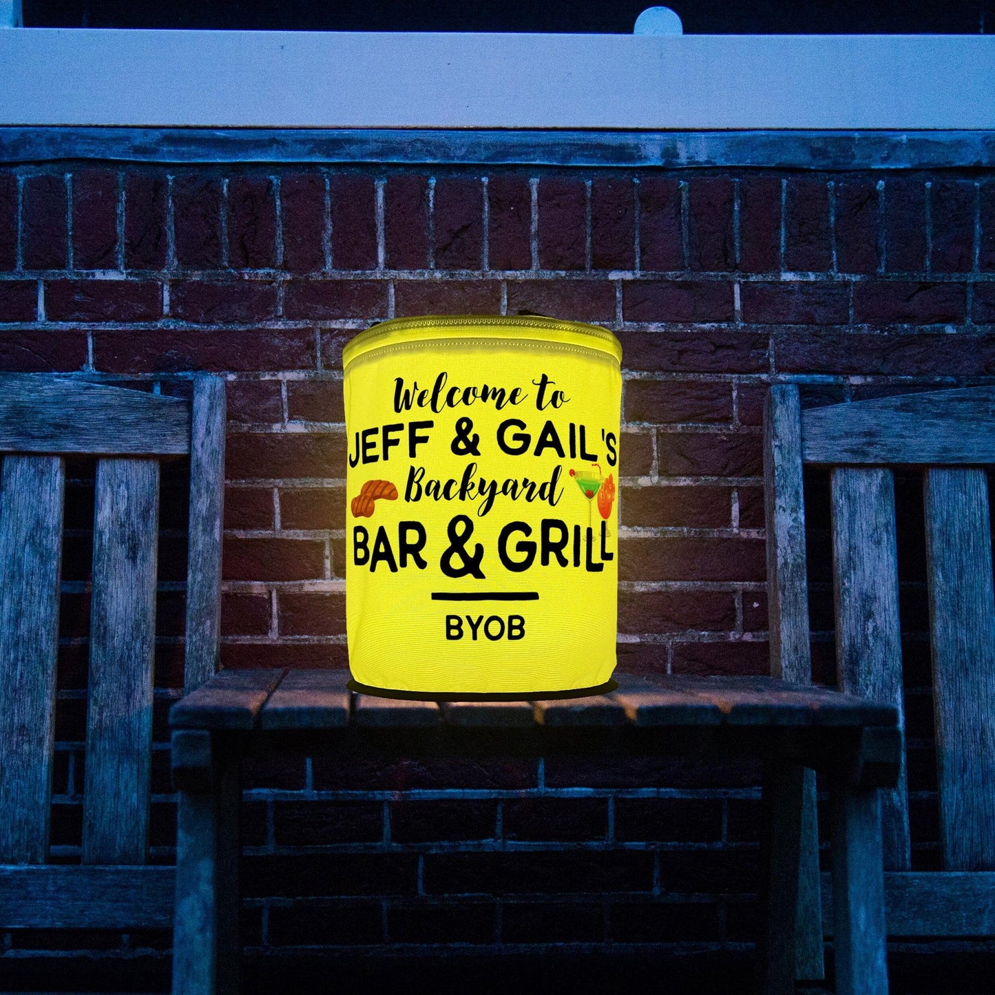 Welcome to the Backyard Bar and Grill LED Lantern