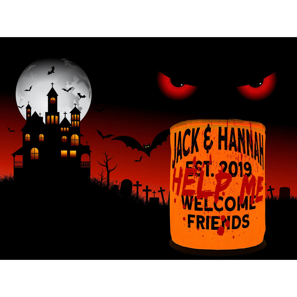 Written in Blood "Help Me" Color Changing LED Halloween Lantern