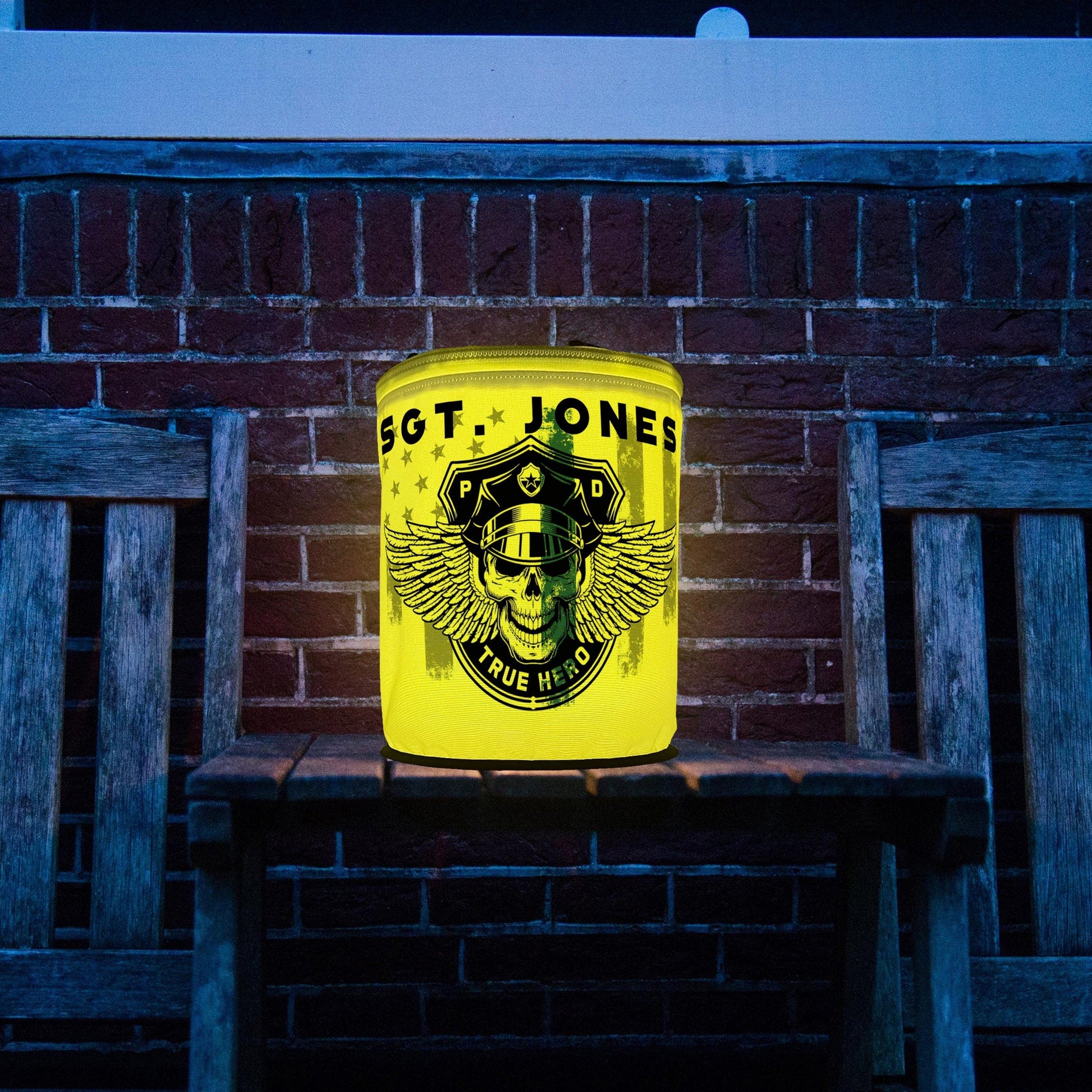 Thin Blue Line Winged Skull Police Officer LED Lantern