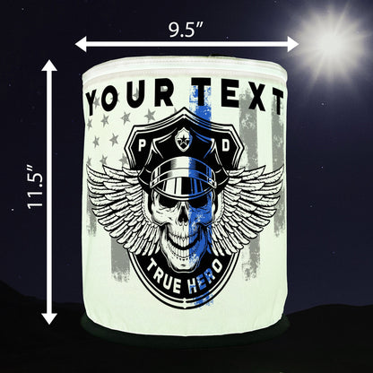 Thin Blue Line Winged Skull Police Officer LED Lantern