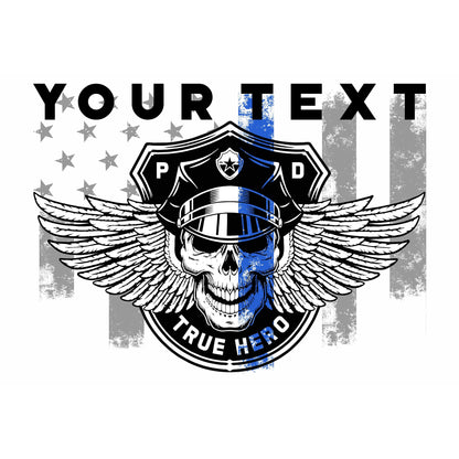 Thin Blue Line Winged Skull Police Officer LED Lantern