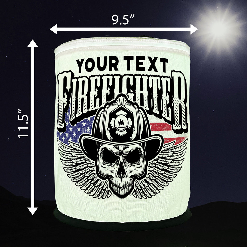 Winged Firefighter Skull Color Changing Lantern