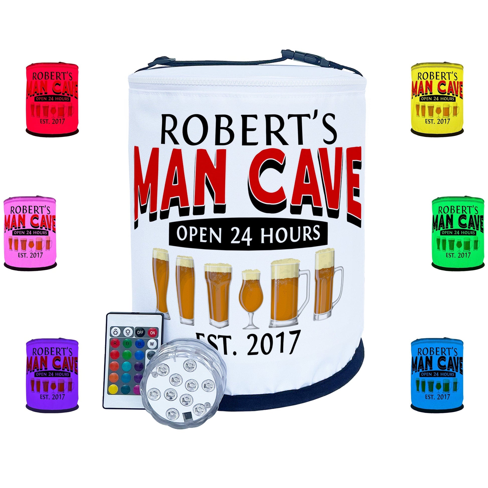 Man Cave Open 24 Hours LED Color Changing Lantern