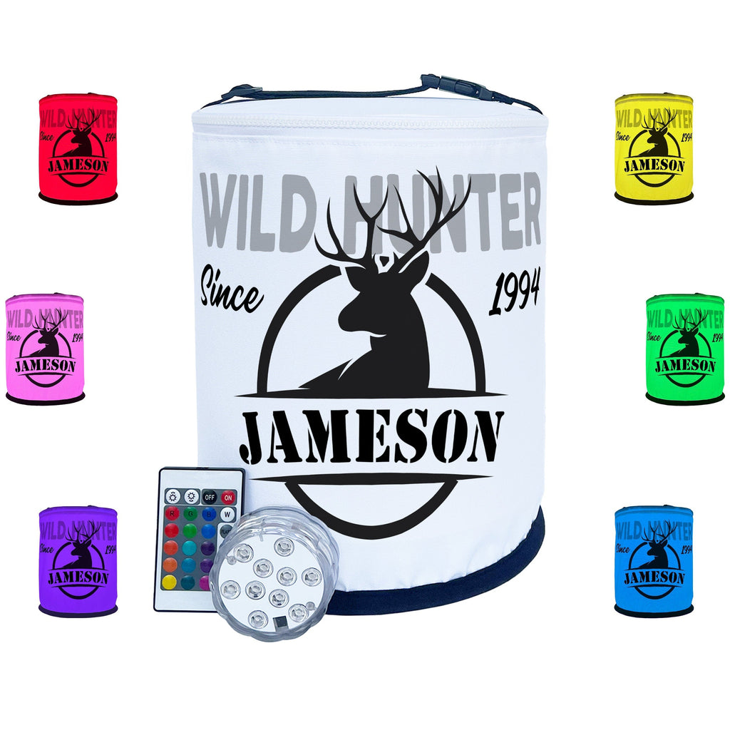 Wild Hunter with Buck Deer Silhouette LED Lantern