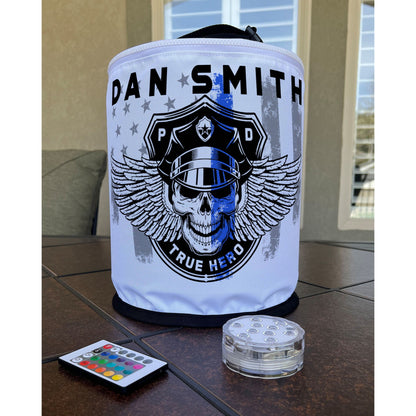 Thin Blue Line Winged Skull Police Officer LED Lantern
