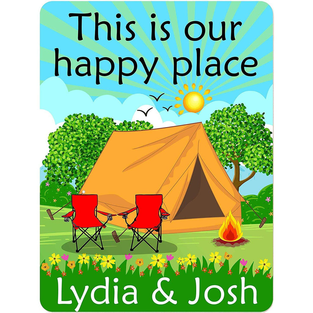 This is Our Happy Place Personalized Aluminum Camping Sign With Tent